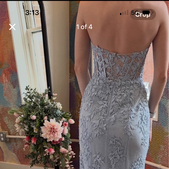 Sherri Hill Sky Blue Embroidered Prom Gown - Picture 2 of 3